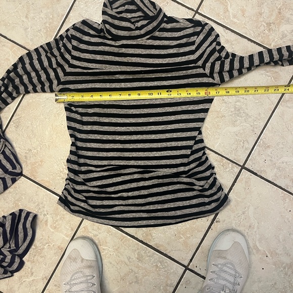 Striped Turtleneck Sweater - Black and Gray - Picture 8 of 9